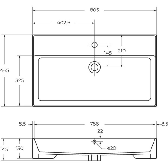 Тумба подвесная с раковиной Cezares CADRO-80-1C-SO-BG-BLUM 80 см, Bianco Ghiaccio/Nero фото 11