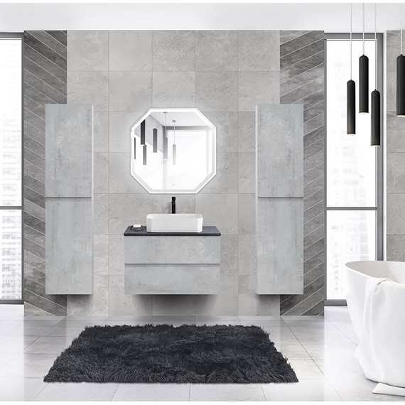 Тумба подвесная со столешницей Cezares MOLVENO 46-100-2C-SO-BET 100 см, Beton/Marmo Nero Opaco фото 2