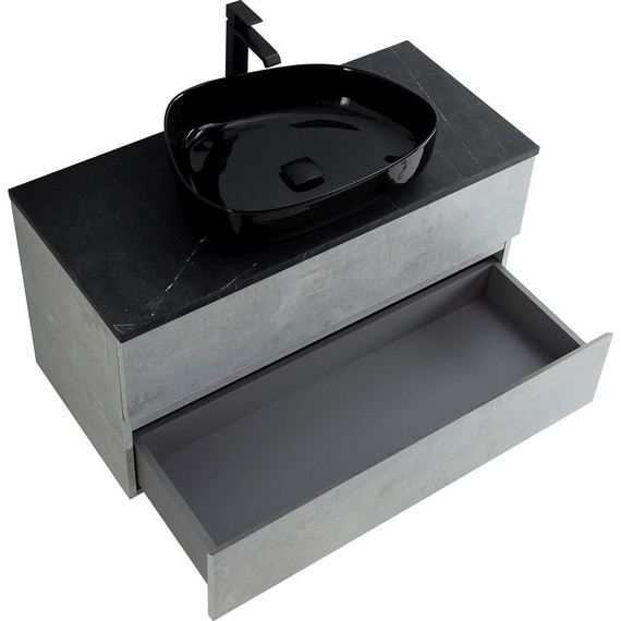 Тумба подвесная со столешницей Cezares MOLVENO 46-100-2C-SO-BET 100 см, Beton/Marmo Nero Opaco фото 5