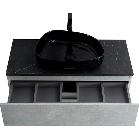 Тумба подвесная со столешницей Cezares MOLVENO 46-100-2C-SO-BET 100 см, Beton/Marmo Nero Opaco фото 6