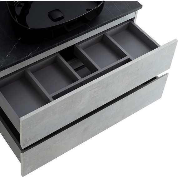 Тумба подвесная со столешницей Cezares MOLVENO 46-100-2C-SO-BET 100 см, Beton/Marmo Nero Opaco фото 8