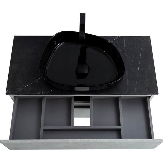 Тумба подвесная со столешницей Cezares MOLVENO 46-100-2C-SO-BET 100 см, Beton/Marmo Nero Opaco фото 9