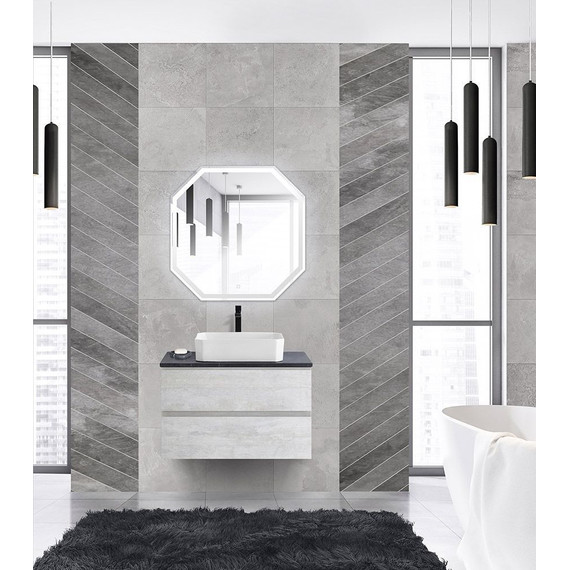 Тумба подвесная со столешницей Cezares MOLVENO 46-100-2C-SO-LB 100 см, Legno Bianco/Marmo Nero Opaco фото 2