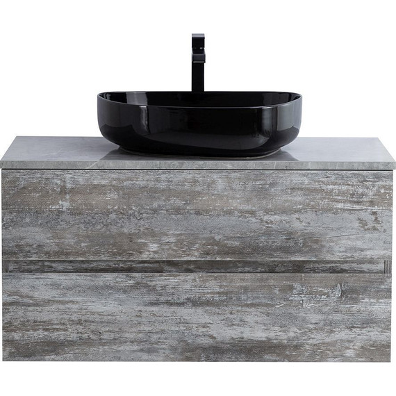Тумба подвесная со столешницей Cezares MOLVENO 46-100-2C-SO-LG 100 см, Legno Grigio/Marmo Grigio Lucido фото 