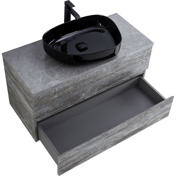 Тумба подвесная со столешницей Cezares MOLVENO 46-100-2C-SO-LG 100 см, Legno Grigio/Marmo Grigio Lucido фото 3