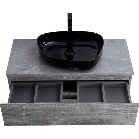 Тумба подвесная со столешницей Cezares MOLVENO 46-100-2C-SO-LG 100 см, Legno Grigio/Marmo Grigio Lucido фото 4