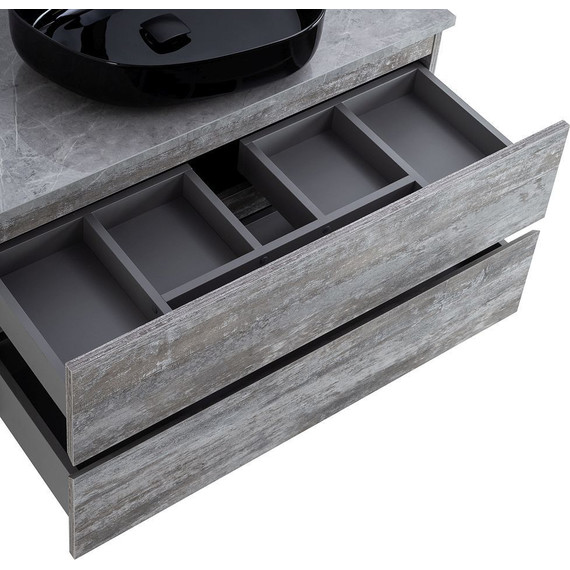 Тумба подвесная со столешницей Cezares MOLVENO 46-100-2C-SO-LG 100 см, Legno Grigio/Marmo Grigio Lucido фото 6