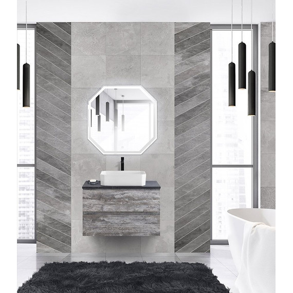 Тумба подвесная со столешницей Cezares MOLVENO 46-100-2C-SO-LG 100 см, Legno Grigio/Marmo Nero Opaco фото 2