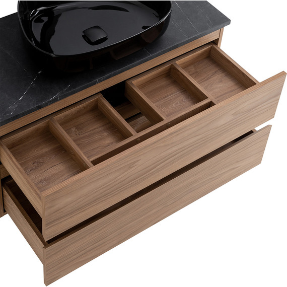 Тумба подвесная со столешницей Cezares MOLVENO 46-100-2C-SO-NC 100 см, Noce Chiaro/Marmo Nero Opaco фото 7