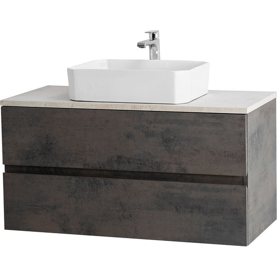 Тумба подвесная со столешницей Cezares MOLVENO 46-100-2C-SO-OSS 100 см, Ossido/Marmo Crema Opaco - 2 Тумба подвесная со столешницей Cezares MOLVENO 46-100-2C-SO-OSS 100 см, Ossido/Marmo Crema Opaco фото 2