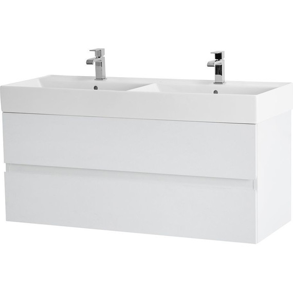 Тумба подвесная с раковиной Cezares MOLVENO 46-120-2C-SO-2-BG 120 см (раковина CZR-MIL-120-2-LVB), Bianco Ghiaccio фото 3