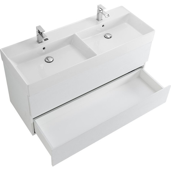 Тумба подвесная с раковиной Cezares MOLVENO 46-120-2C-SO-2-BG 120 см (раковина CZR-MIL-120-2-LVB), Bianco Ghiaccio фото 4