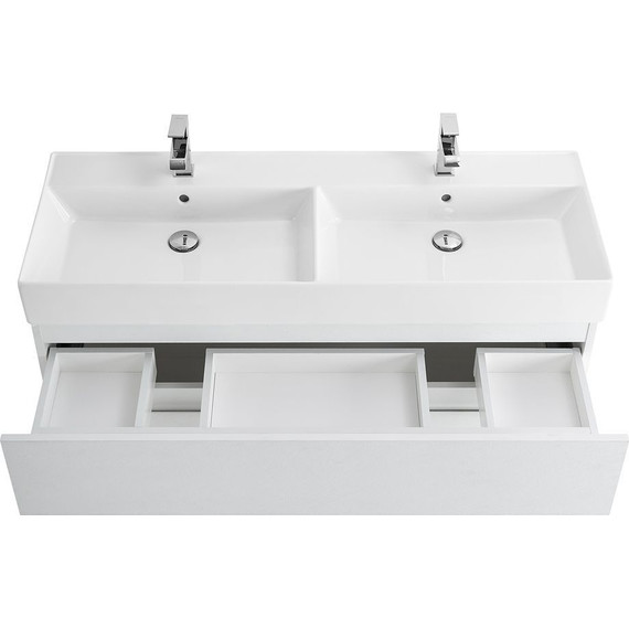 Тумба подвесная с раковиной Cezares MOLVENO 46-120-2C-SO-2-BG 120 см (раковина CZR-MIL-120-2-LVB), Bianco Ghiaccio фото 5