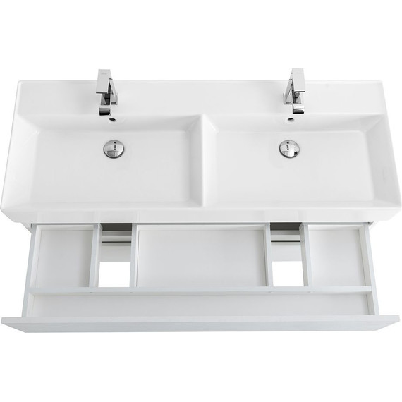 Тумба подвесная с раковиной Cezares MOLVENO 46-120-2C-SO-2-BG 120 см (раковина CZR-MIL-120-2-LVB), Bianco Ghiaccio фото 9