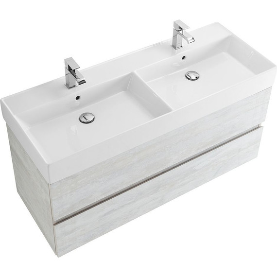 Тумба подвесная с раковиной Cezares MOLVENO 46-120-2C-SO-2-LB 120 см (раковина CZR-MIL-120-2-LVB), Legno Bianco фото 6