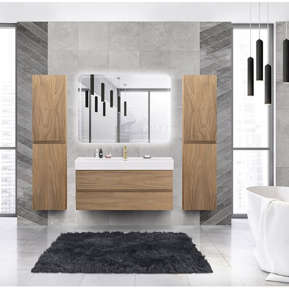 Тумба подвесная с раковиной Cezares MOLVENO 46-120-2C-SO-NC 120 см (раковина CZR-MIL-120-LVB), Noce Chiaro фото 2