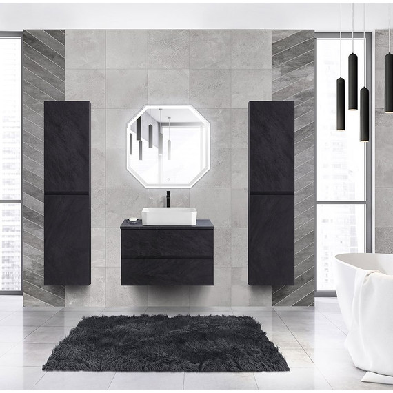 Тумба подвесная со столешницей Cezares MOLVENO 46-80-2C-SO-NR 80 см, Nero/Marmo Nero Opaco фото 2