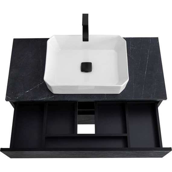 Тумба подвесная со столешницей Cezares MOLVENO 46-100-2C-SO-NR 100 см, Nero/Marmo Nero Opaco фото 8