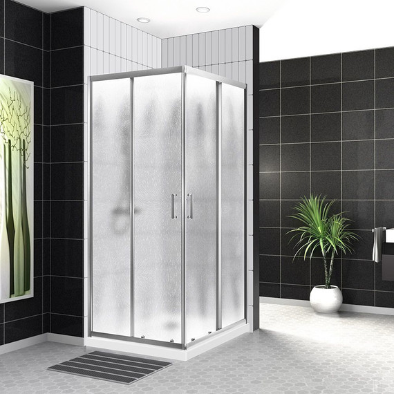 Душевое ограждение BelBagno 100х100 см UNO-195-A-2-100-CH-CR, хром/шиншилла фото 