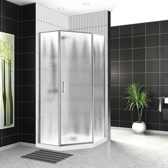 Душевое ограждение BelBagno 90x90 см UNO-195-P-1-90-CH-CR, хром/шиншилла фото 