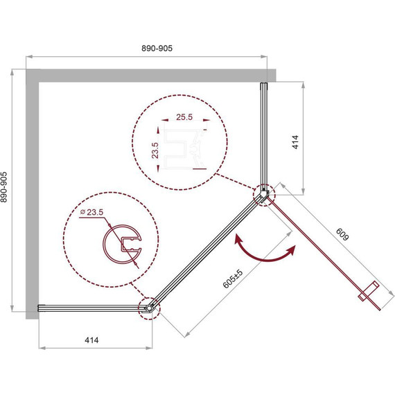 Душевое ограждение BelBagno 90x90 см UNO-195-P-1-90-CH-CR, хром/шиншилла - 4 Душевое ограждение BelBagno 90x90 см UNO-195-P-1-90-CH-CR, хром/шиншилла фото 4