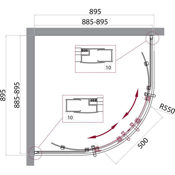 Душевое ограждение BelBagno 90х90 см UNO-195-R-2-90-CH-CR, хром/шиншилла фото 4