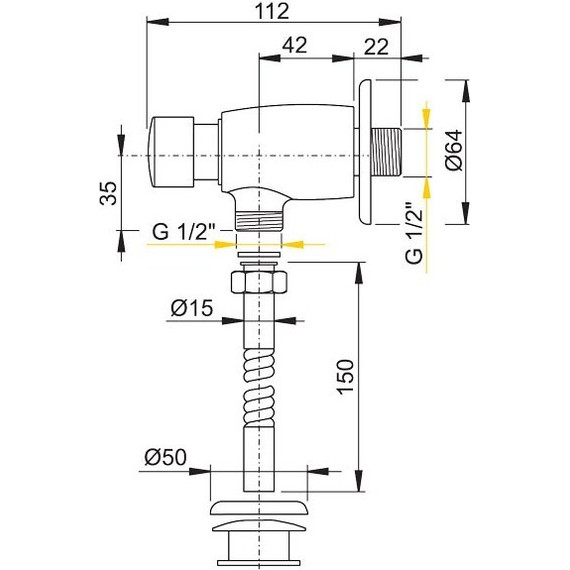 Кран Писсуарный ATS001 Alcaplast - 2 Кран Писсуарный ATS001 Alcaplast фото 2