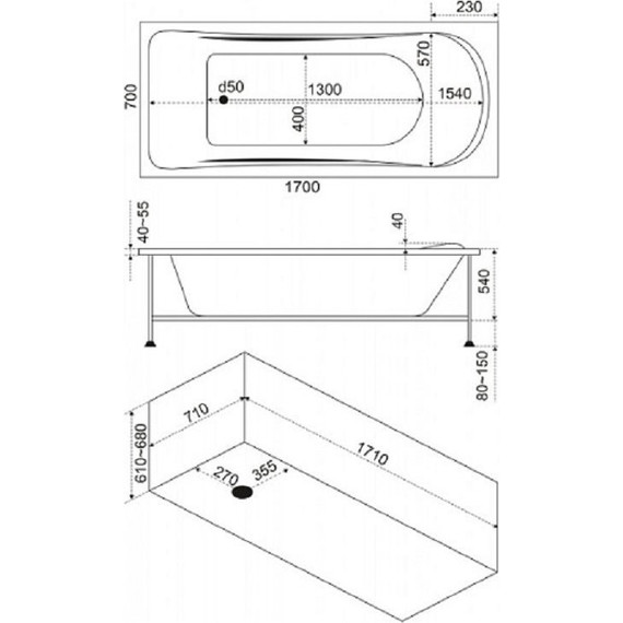 Ванна акриловая 170*70 Bas Атланта - 5 Ванна акриловая 170*70 Bas Атланта фото 5