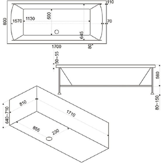 Ванна акриловая 170*80 Bas ИНДИКА - 6 Ванна акриловая 170*80 Bas ИНДИКА фото 6