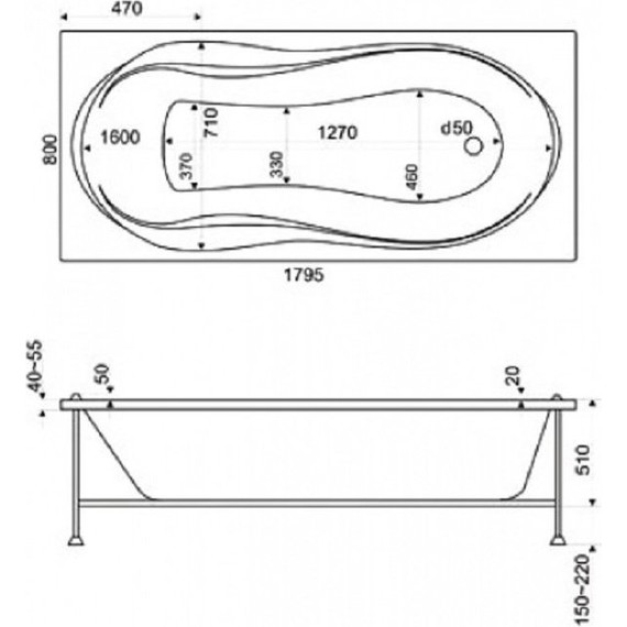 Ванна акриловая 180х80 Bas ЯМАЙКА фото 7