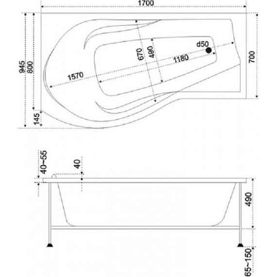 Ванна акриловая 170*80 Bas КАПРИ L - 6 Ванна акриловая 170*80 Bas КАПРИ L фото 6