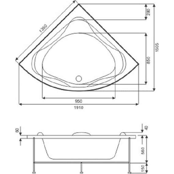 Ванна акриловая 135х135 Bas РИОЛА - 5 Ванна акриловая 135х135 Bas РИОЛА фото 5