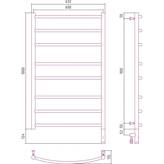 Полотенцесушитель электрический Сунержа Галант 3.0 П8 1000x600 мм 00-5801-1060 R фото 10
