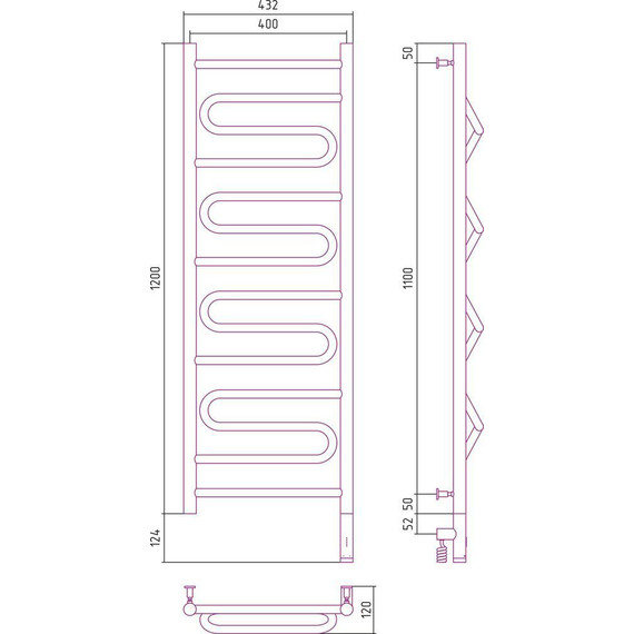Полотенцесушитель электрический Сунержа Элегия 3.0 П14 1200x400 мм 00-5819-1240 R - 9 Полотенцесушитель электрический Сунержа Элегия 3.0 П14 1200x400 мм 00-5819-1240 R фото 9
