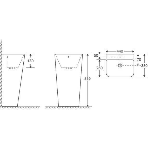 Раковина напольная Azario Fretta Square 44 см фото 3