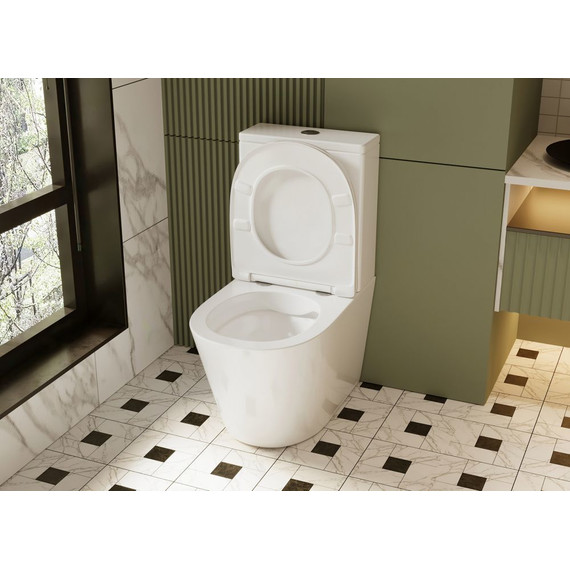 Унитаз-компакт безободковый Abber Bequem AC1112 с крышкой микролифт, Цвет производителя: белый - 9 Унитаз-компакт безободковый Abber Bequem AC1112 с крышкой микролифт, Цвет производителя: белый фото 9