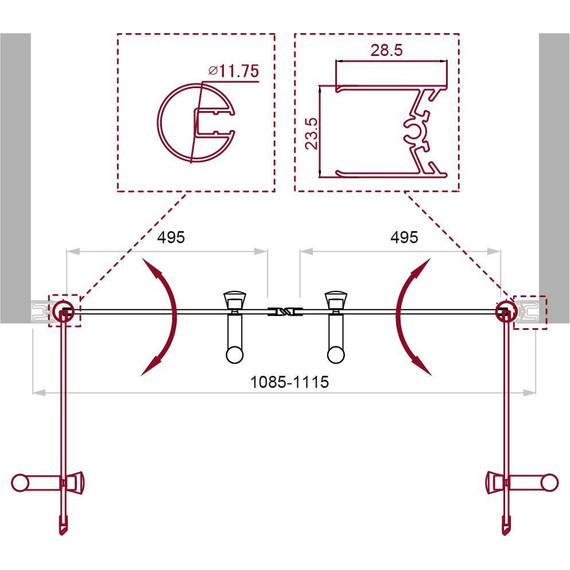 Душевая дверь BelBagno 110 см UNO-B-2-110-CH-Cr, хром/шиншилла фото 4