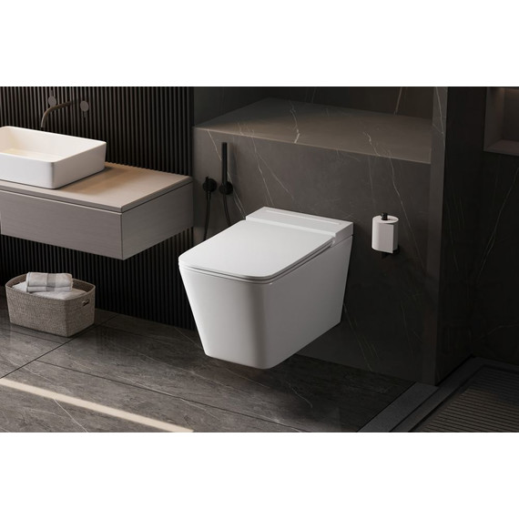 Унитаз подвесной безободковый импульсный Abber Rechteck AC1202P с крышкой микролифт - 9 Унитаз подвесной безободковый импульсный Abber Rechteck AC1202P с крышкой микролифт фото 9