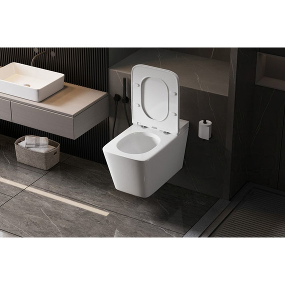 Унитаз подвесной безободковый импульсный Abber Rechteck AC1202P с крышкой микролифт - 11 Унитаз подвесной безободковый импульсный Abber Rechteck AC1202P с крышкой микролифт фото 11