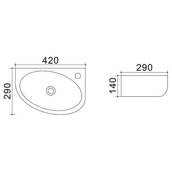 Раковина подвесная Azario 42 см AZ-4519 - 2 Раковина подвесная Azario 42 см AZ-4519 фото 2