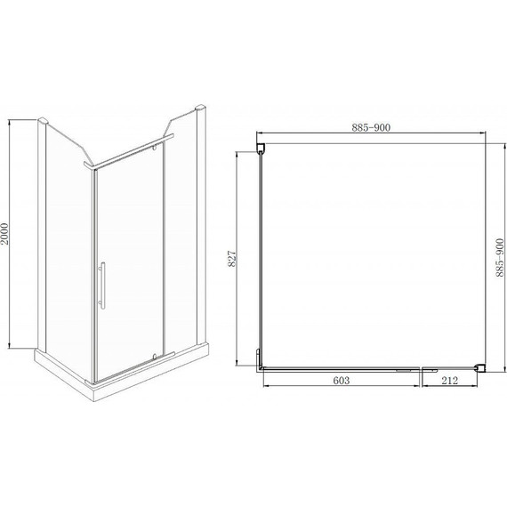 Душевое ограждение Azario Edmonton 90х90 см AZ-NNC1231 900 BLACK, черный/прозрачное фото 3