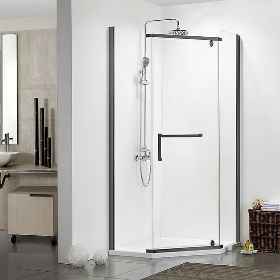 Душевое ограждение Azario Edmonton 90х90 см AZ-NNC3231-1 900 BLACK (стекло 8 мм) черный/прозрачное фото 2