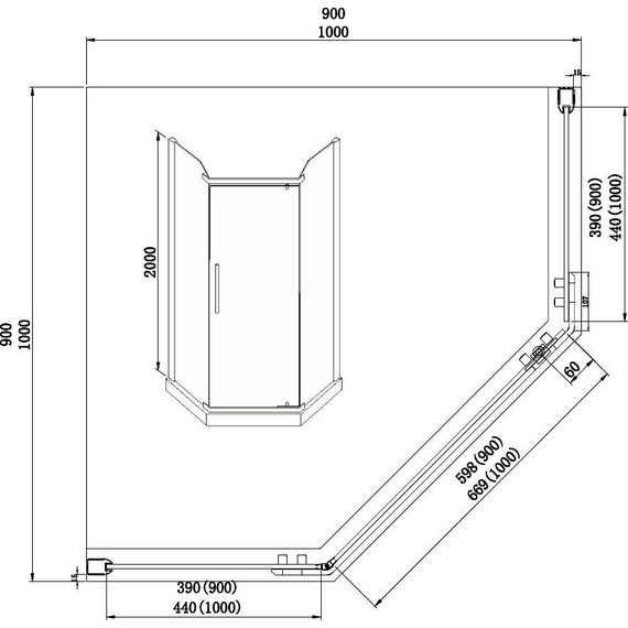 Душевое ограждение Azario Edmonton 90х90 см AZ-NNC3231-2 900 (стекло 8 мм) хром/тонированное фото 3