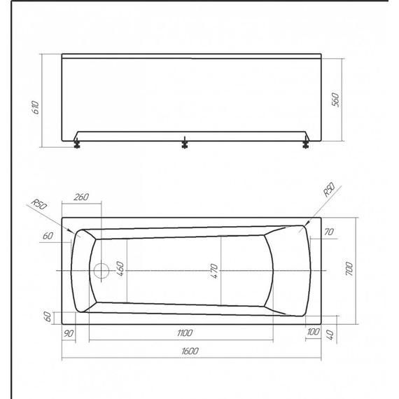 Ванна акриловая Azario Enrica 160x70 см AV.0030160, Размер - мм: 1600х700 - 4 Ванна акриловая Azario Enrica 160x70 см AV.0030160, Размер - мм: 1600х700 фото 4