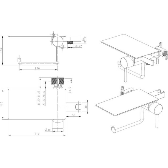 Набор для гигиенического душа Bronze de Luxe Scandi 708B, черный фото 2