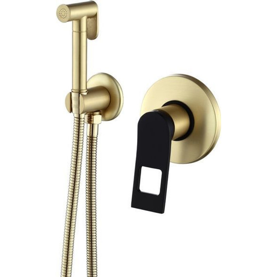 Набор для гигиенического душа Bronze de Luxe Element EL28GB, золото матовое /черный фото 
