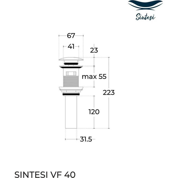 Донный клапан Sintesi SIN-VF-40BM, черный матовый фото 5