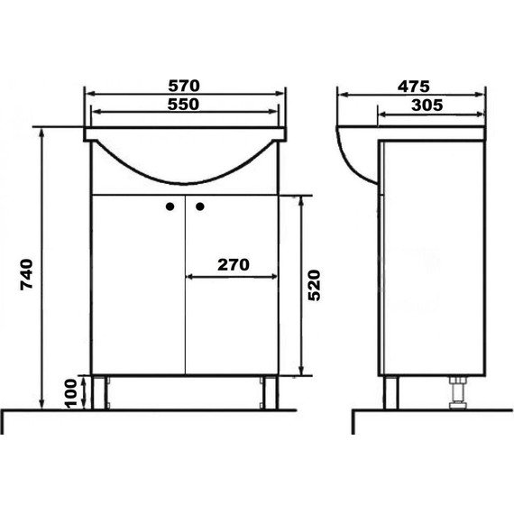 Тумба напольная с раковиной Стиль Моника New 55 см (раковина Арго) фото 6