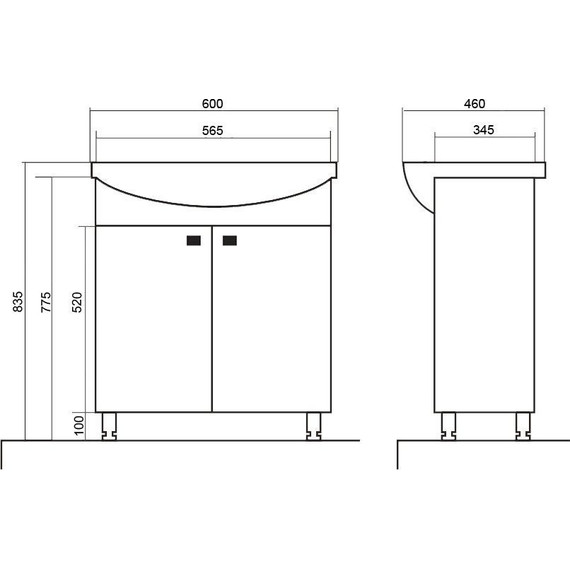 Тумба напольная с раковиной Стиль София 60 см (раковина Basic) - 3 Тумба напольная с раковиной Стиль София 60 см (раковина Basic) фото 3