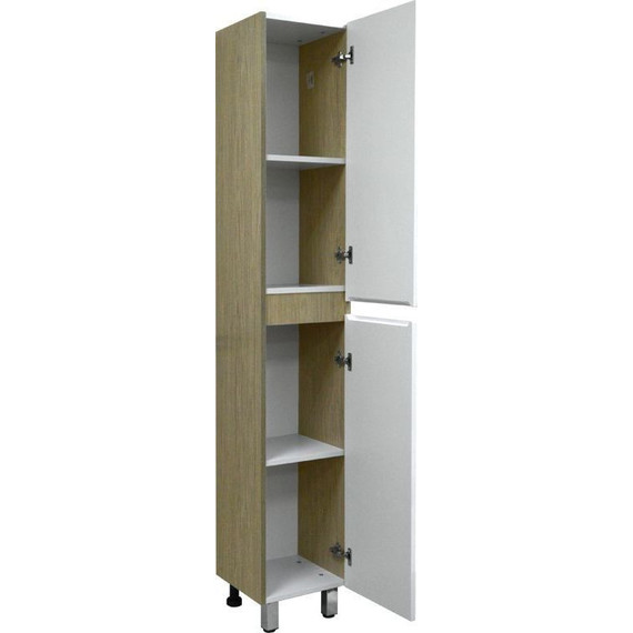 Пенал напольный Стиль Stella 30 см R, дуб дымчатый/белый фото 2